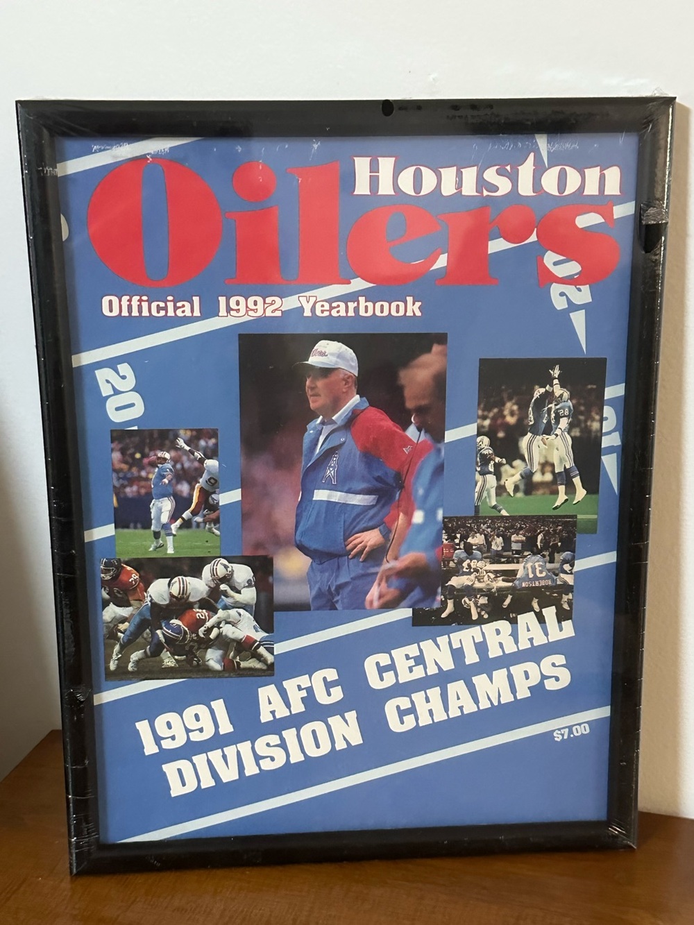 Vintage 1992 Houston Oilers Official Yearbook Framed 1991 AFC Central Champs